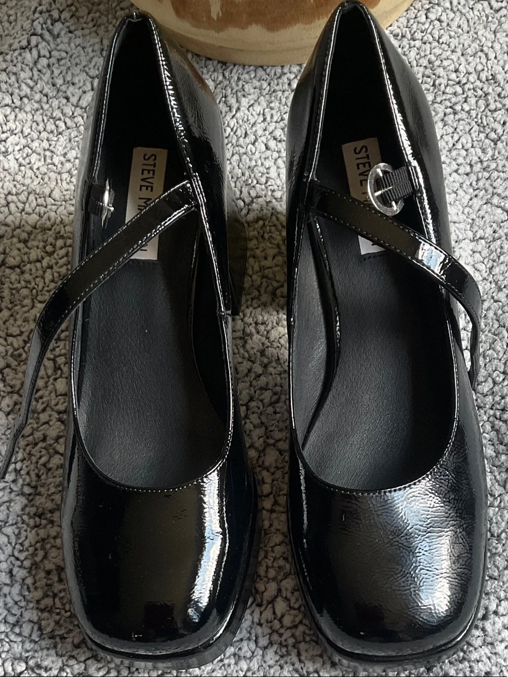 Steve Madden Black Patent Platform Mary Jane Pumps